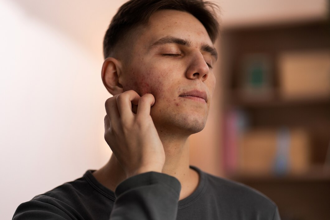 man with acne