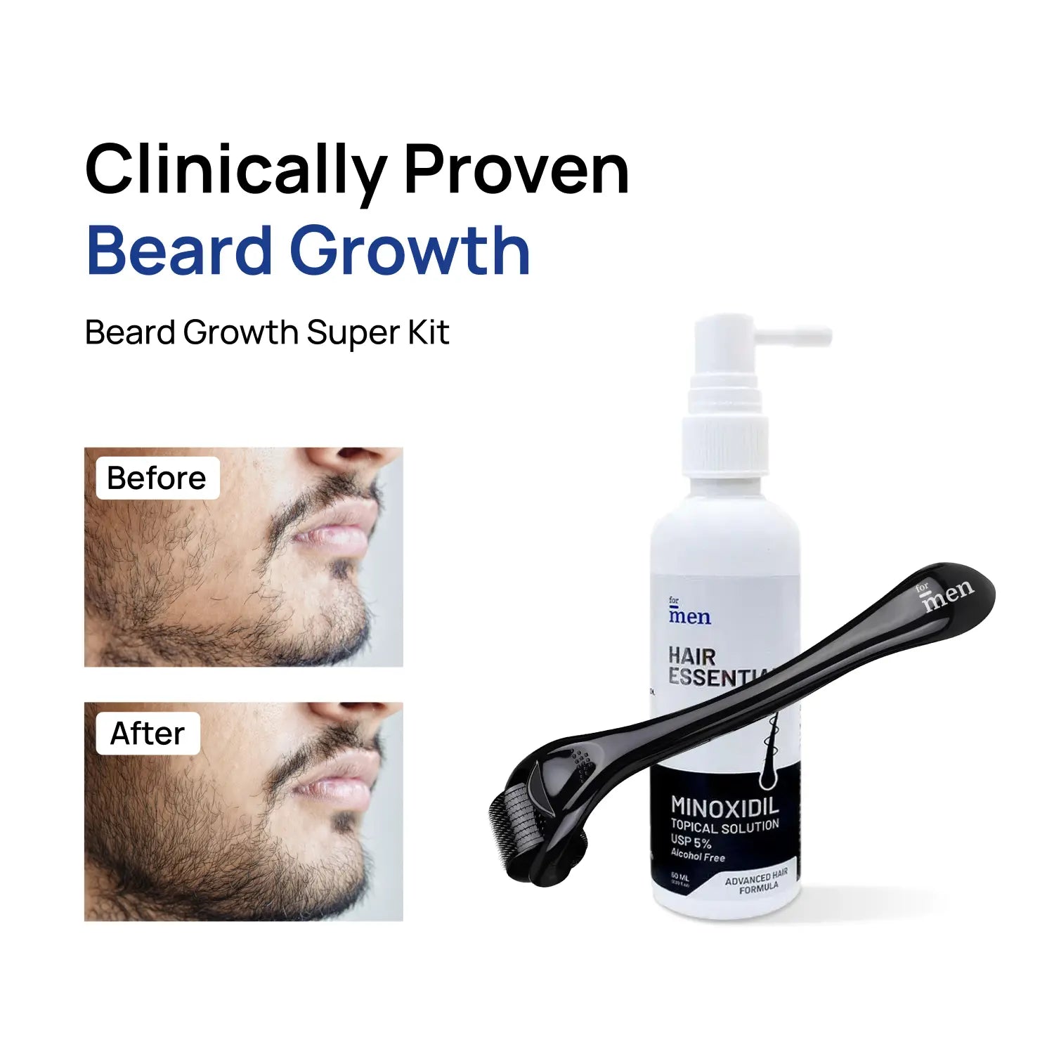 Beard Growth Super Kit <span>Minoxidil 5% + Derma Roller 0.5mm</span>
