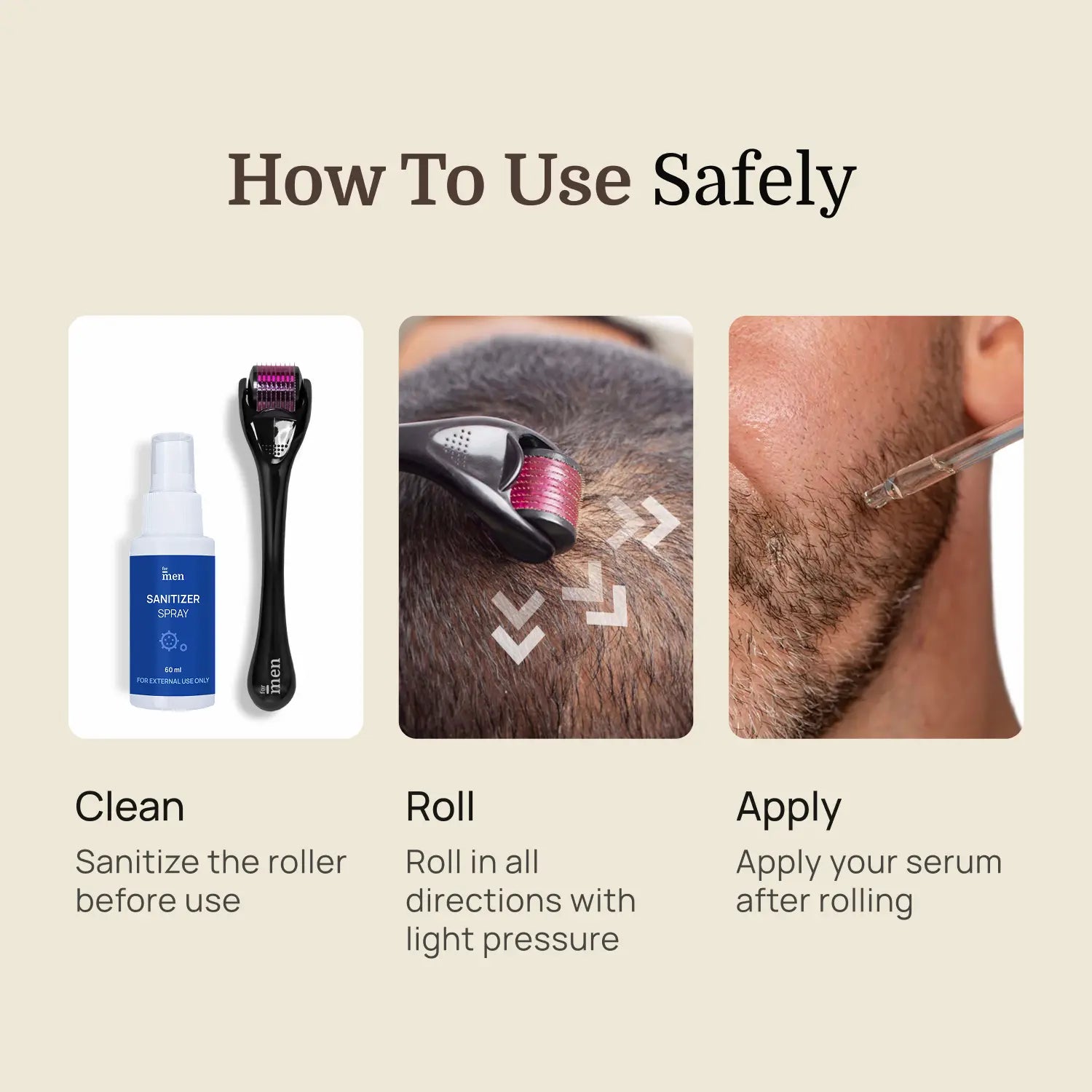 Derma Roller 0.5mm with Sanitizer | 540 Stainless Steel Microneedles