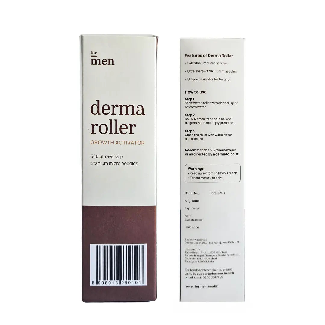Derma Roller – 540 Titanium Microneedles for Hair & Beard Growth