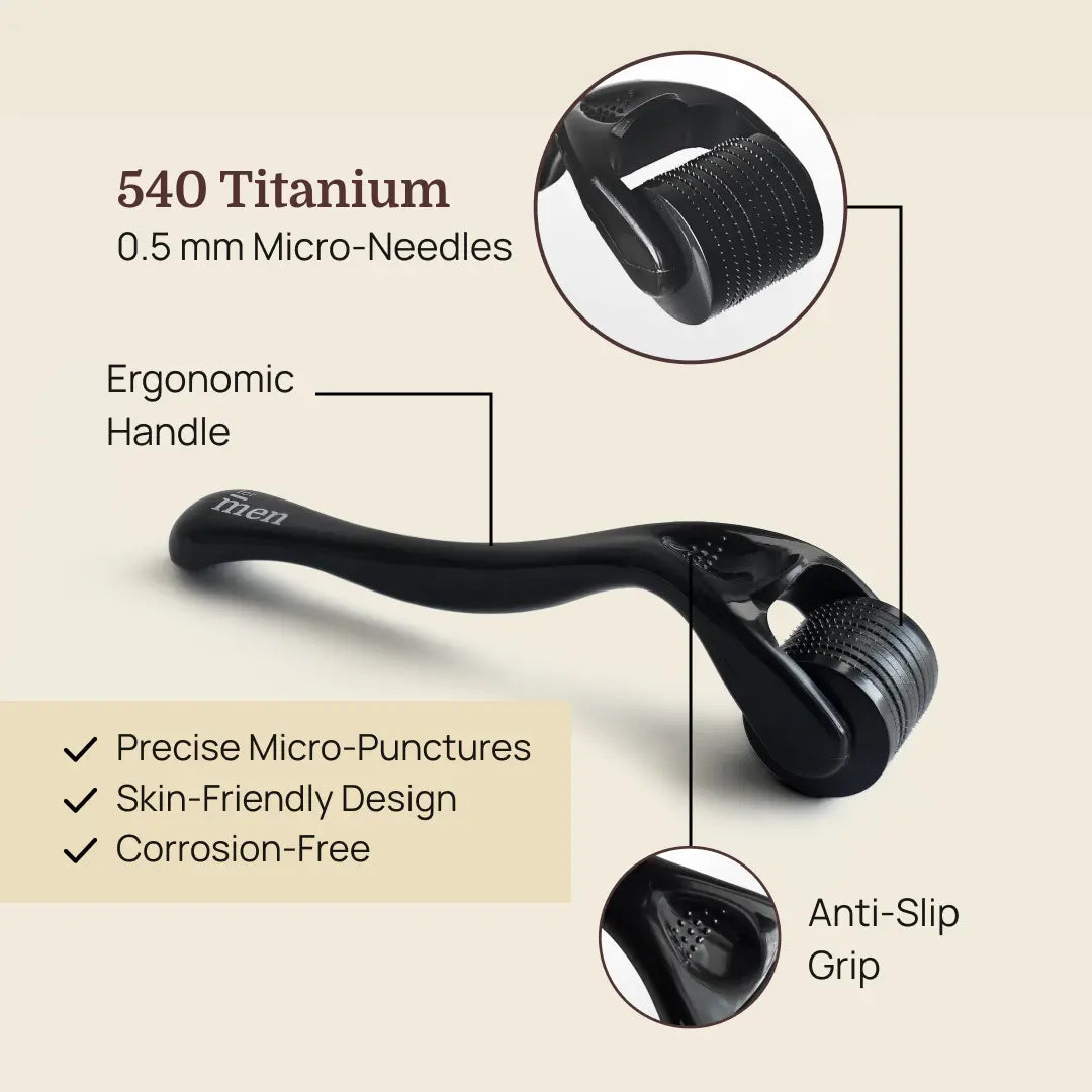 Derma Roller – 540 Titanium Microneedles for Hair & Beard Growth