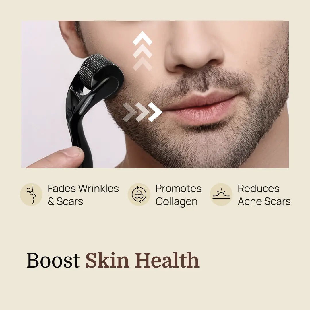 Derma Roller – 540 Titanium Microneedles for Hair & Beard Growth