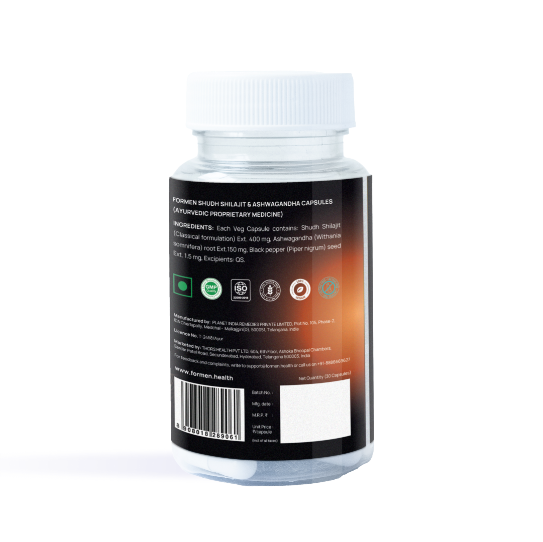 Shudh Himalayan Shilajit & Ashwagandha – Vitality, Mood & Performance Capsules for Men