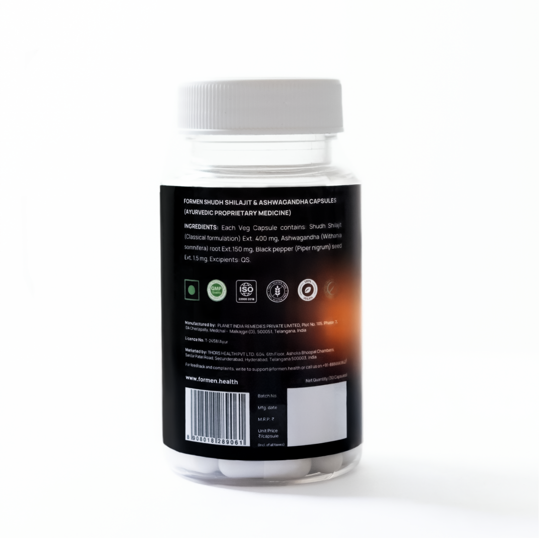 Shudh Himalayan Shilajit & Ashwagandha – Vitality, Mood & Energy Capsules for Men