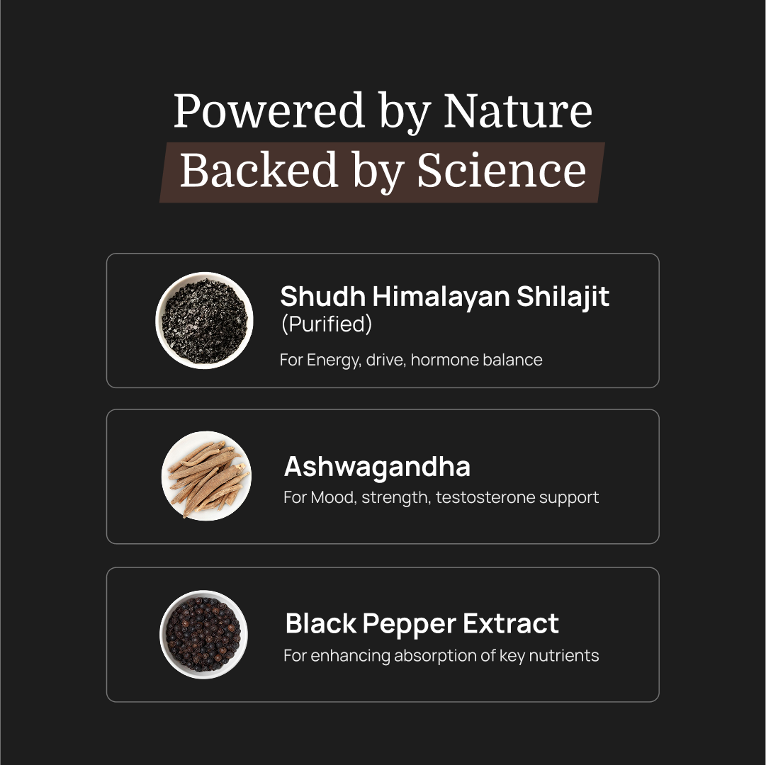 Shudh Himalayan Shilajit & Ashwagandha – Vitality, Mood & Performance Capsules for Men