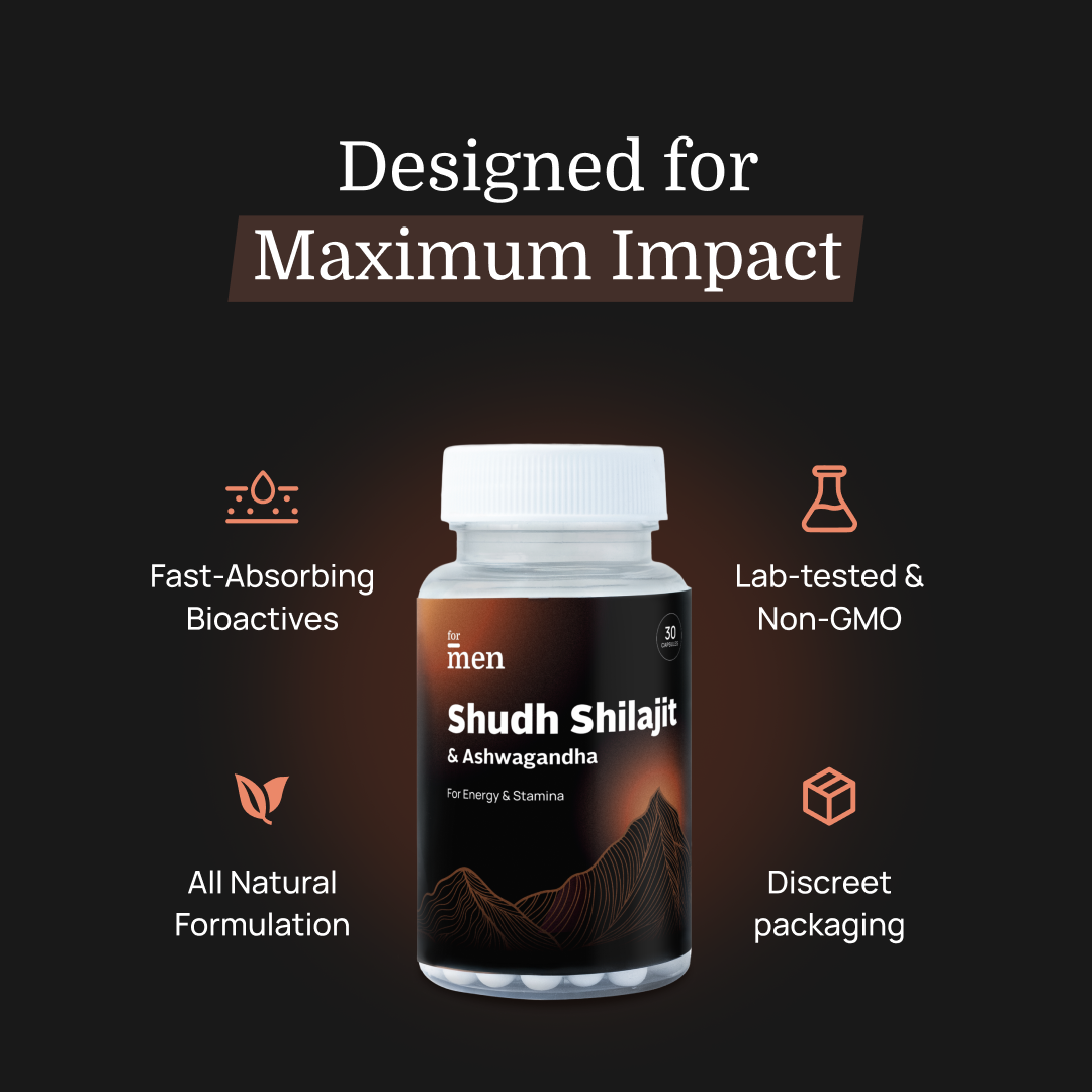 Shudh Himalayan Shilajit & Ashwagandha – Vitality, Mood & Energy Capsules for Men